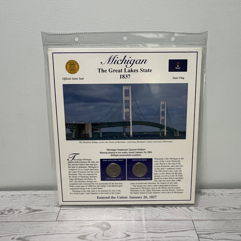 Michigan  2004 P&D Postal Commemorative Society Statehood Quarter/stamps